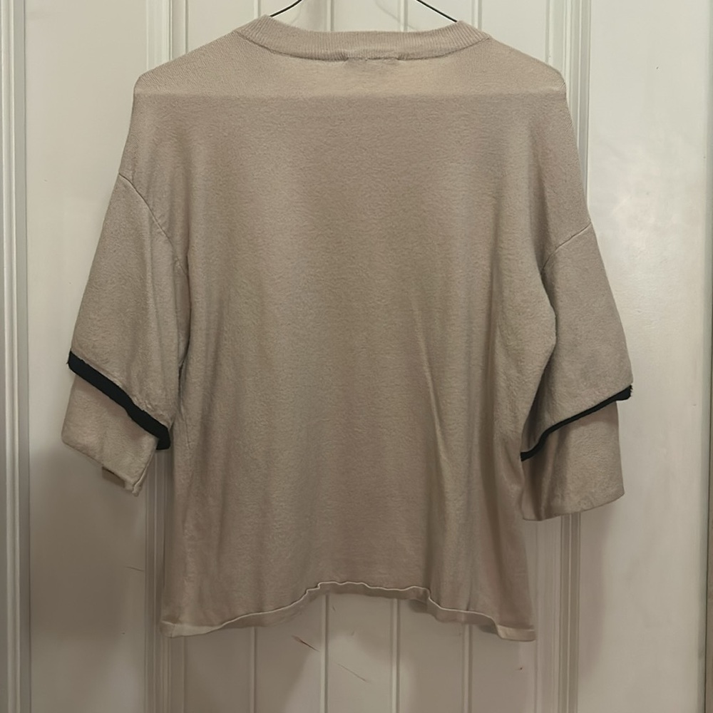 Unique THML size small tan embroidered sweater - Picture 3 of 4